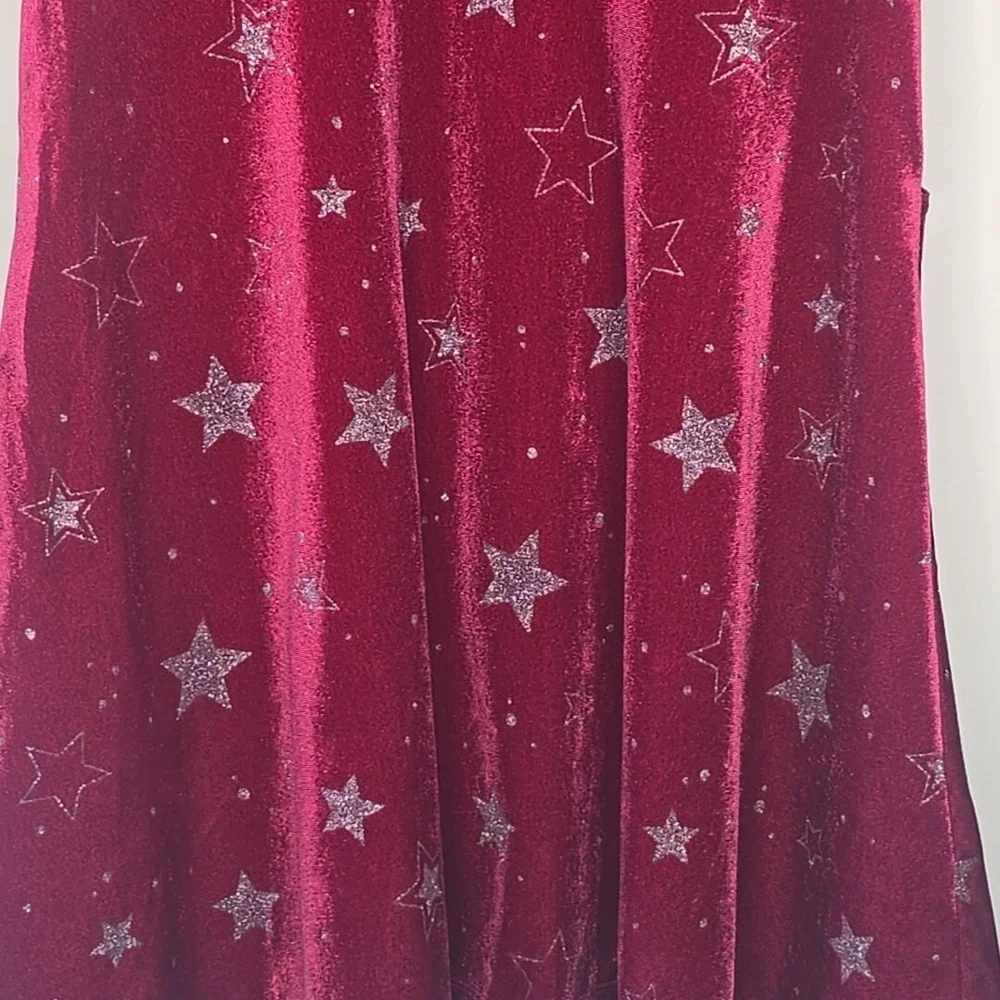 Gymboree Velvet Star Dress Kids‎ XL 14 Burgundy Glitter Celestial Holiday Skater